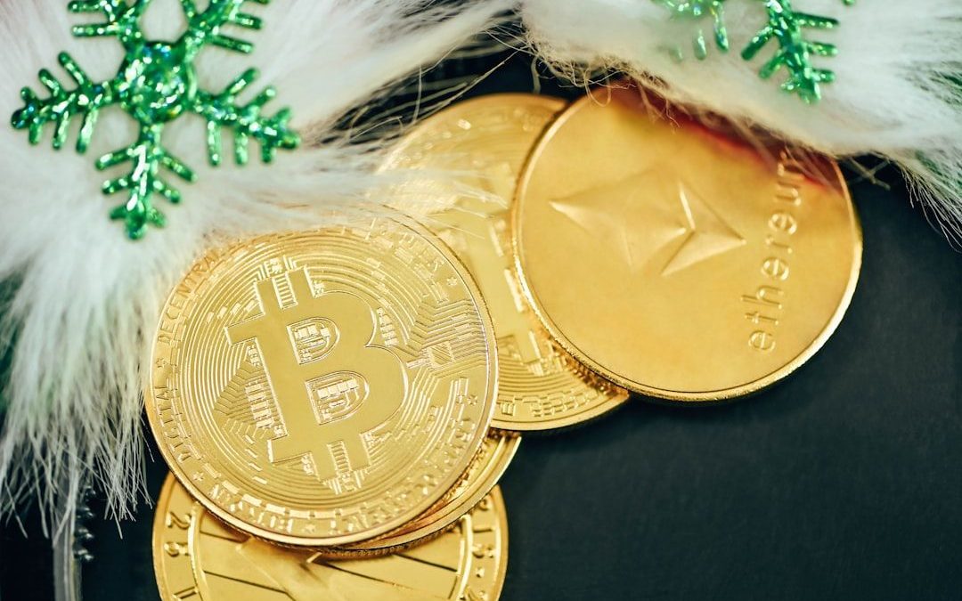 Infographic-style image featuring crypto coins a blockchain‑style icons—visually conveying the concept of calculating and reporting cryptocurrency profits and losses to Inland Revenue in Aotearoa New Zealand.
