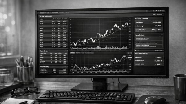 Foreign Investment Fund Changes being tracked on a Computer on top of a desk